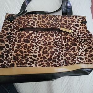Leopard print purse with front pocket